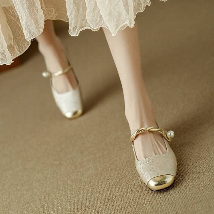 Clementine | Pearl Strap Mary Jane Flats