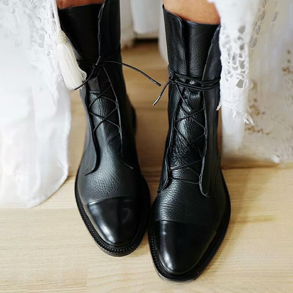 Blair Cap-Toe Lace-Up Ankle Boots