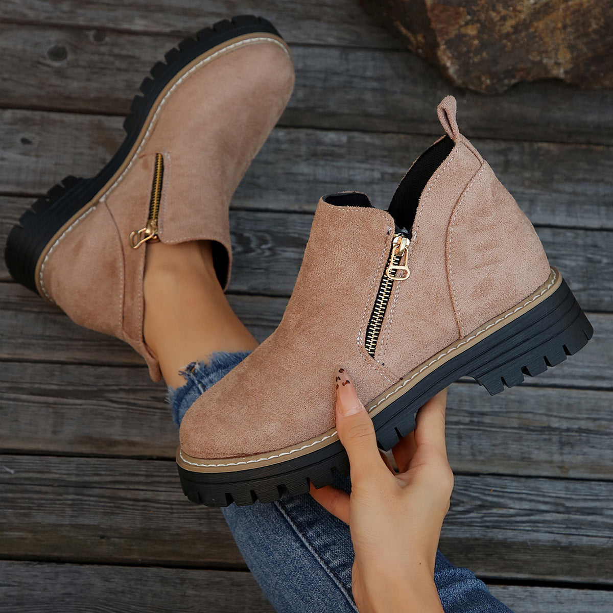 Harper | Side-Zip Lug-Sole Ankle Boots
