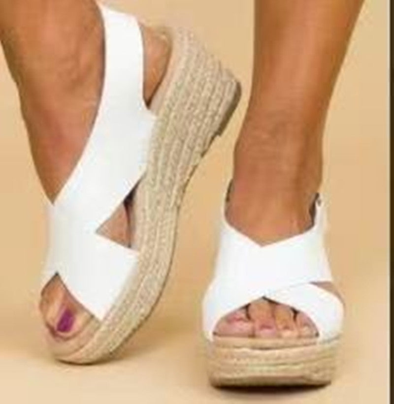 Paloma | Cross-Strap Espadrille Wedges