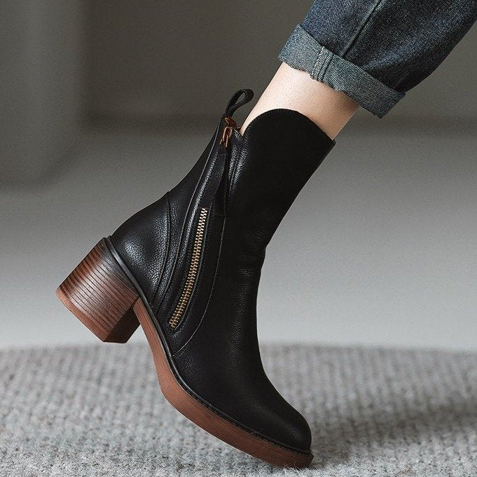 Edith Vintage Block Heel Ankle Boots