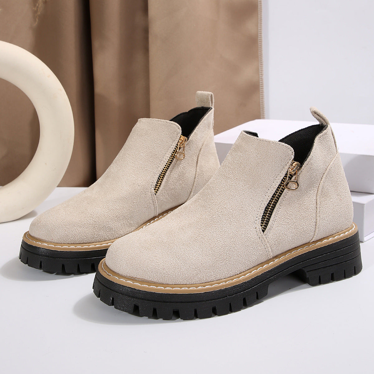 Harper | Side-Zip Lug-Sole Ankle Boots