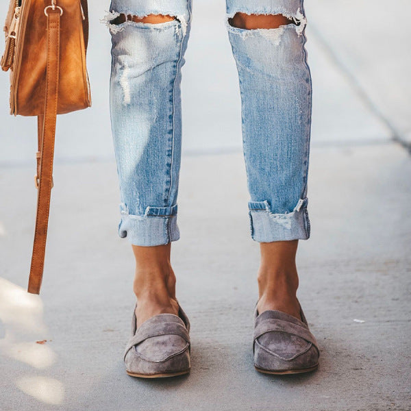 Clara | Pointed Suede-Effect Loafers
