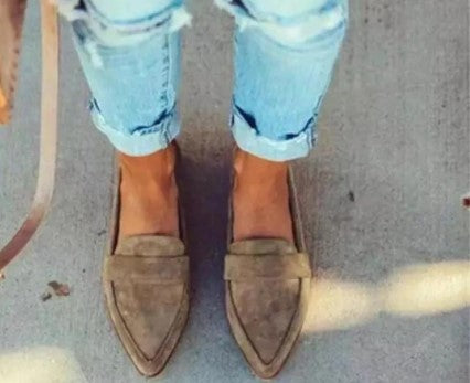 Clara | Pointed Suede-Effect Loafers