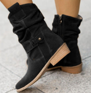 Wren | Slouchy Suede-Effect Ankle Boots