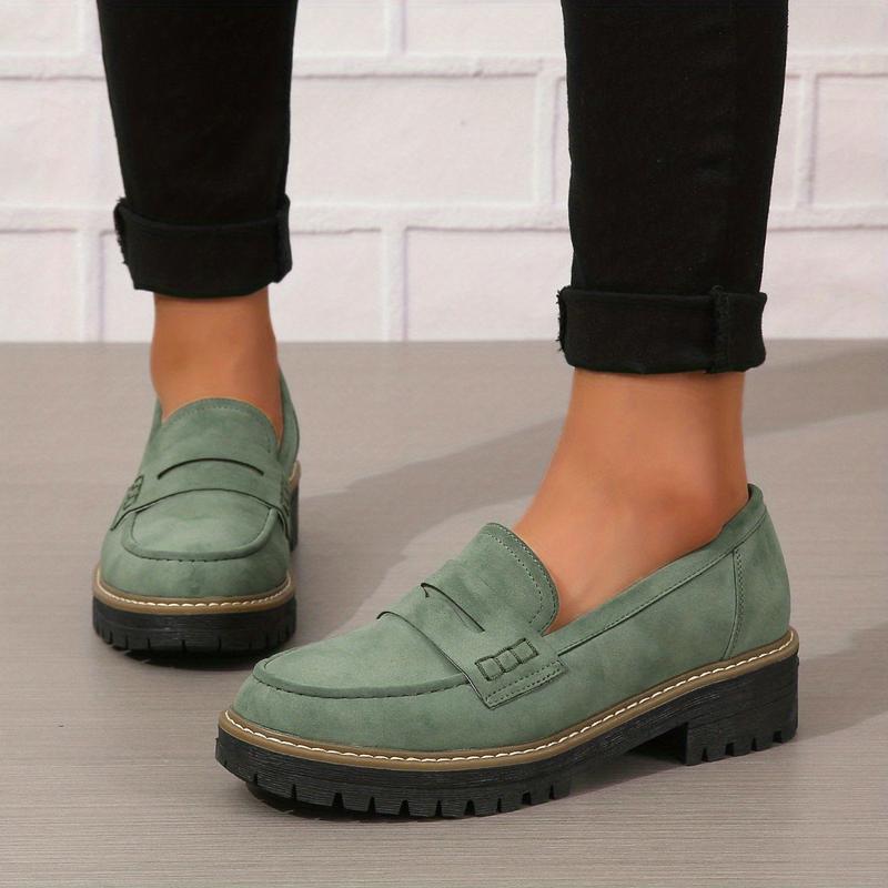 Imogen | Chunky Suede-Effect Penny Loafers