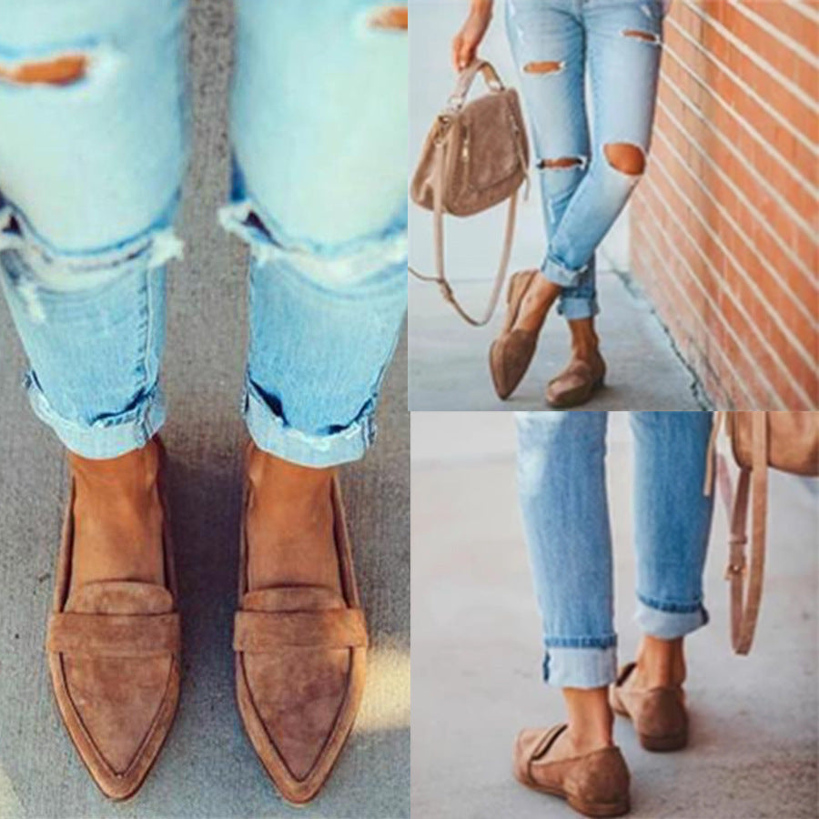 Clara Pointed Suede-Effect Loafers