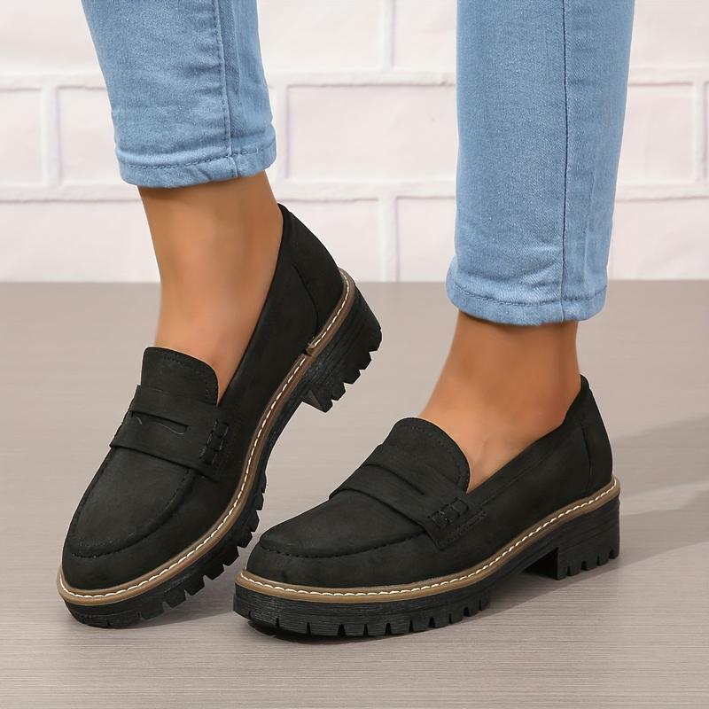 Imogen Chunky Suede-Effect Penny Loafers