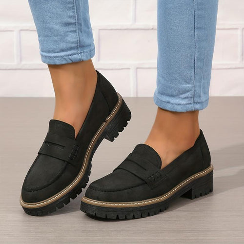 Imogen Chunky Suede-Effect Penny Loafers