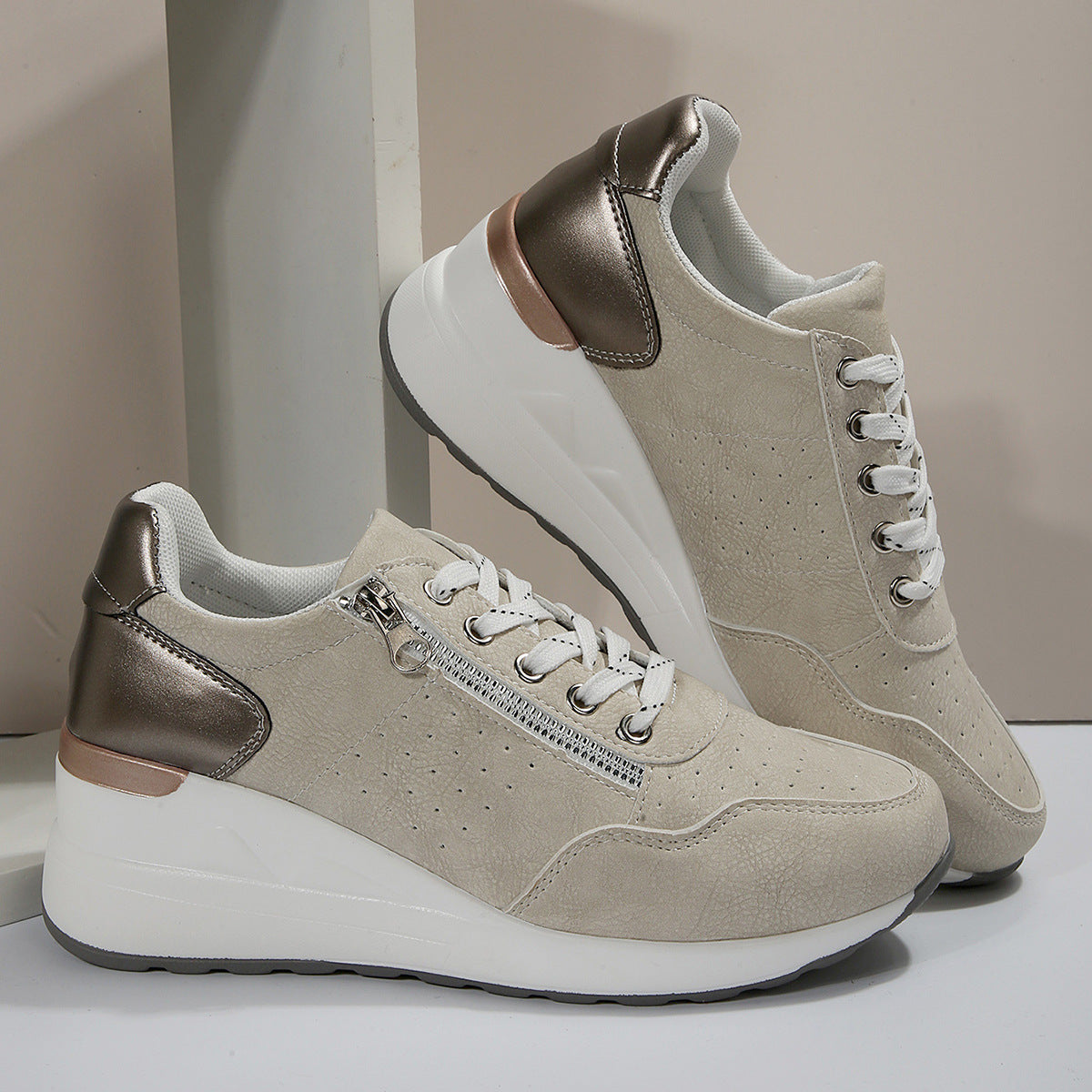 Lina | Perforated Wedge Trainers