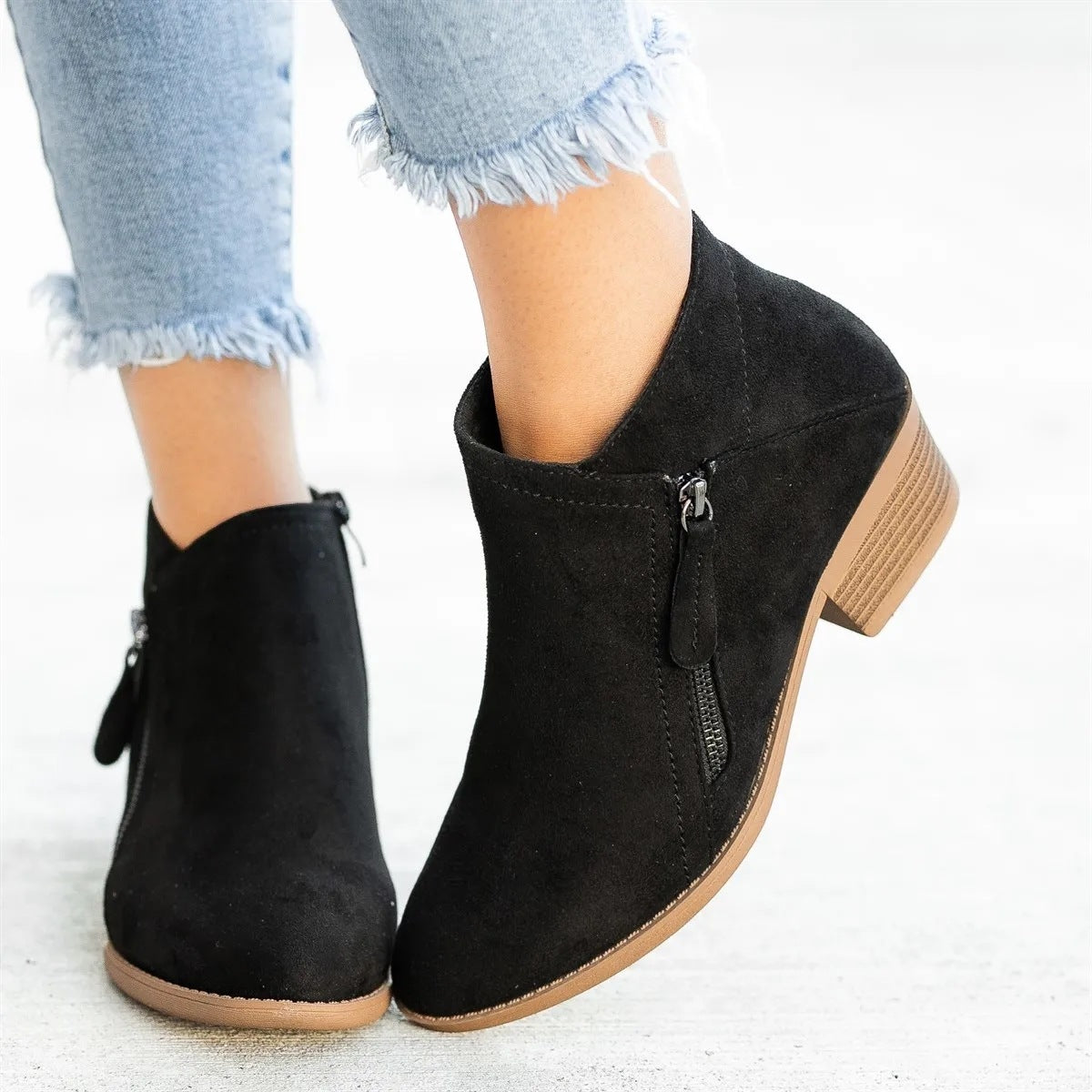 Poppy | Side-Zip Suede-Effect Ankle Boots