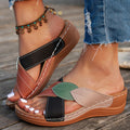 Fern Cross-Strap Wedge Sliders – Black