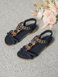 Saffron Embellished Boho Sandals – Navy