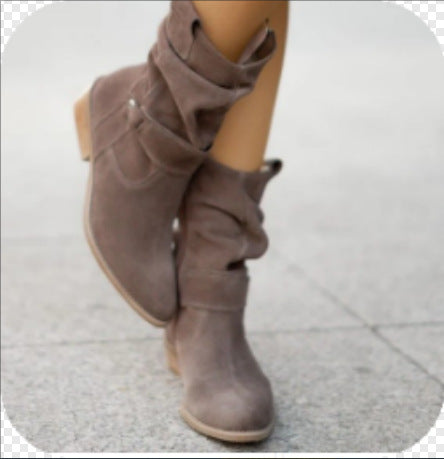 Wren Slouchy Suede-Effect Ankle Boots – Taupe
