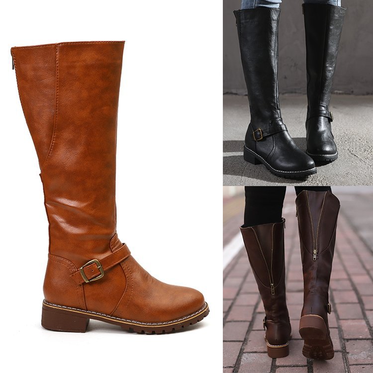Georgiana Buckle Knee-High Riding Boots