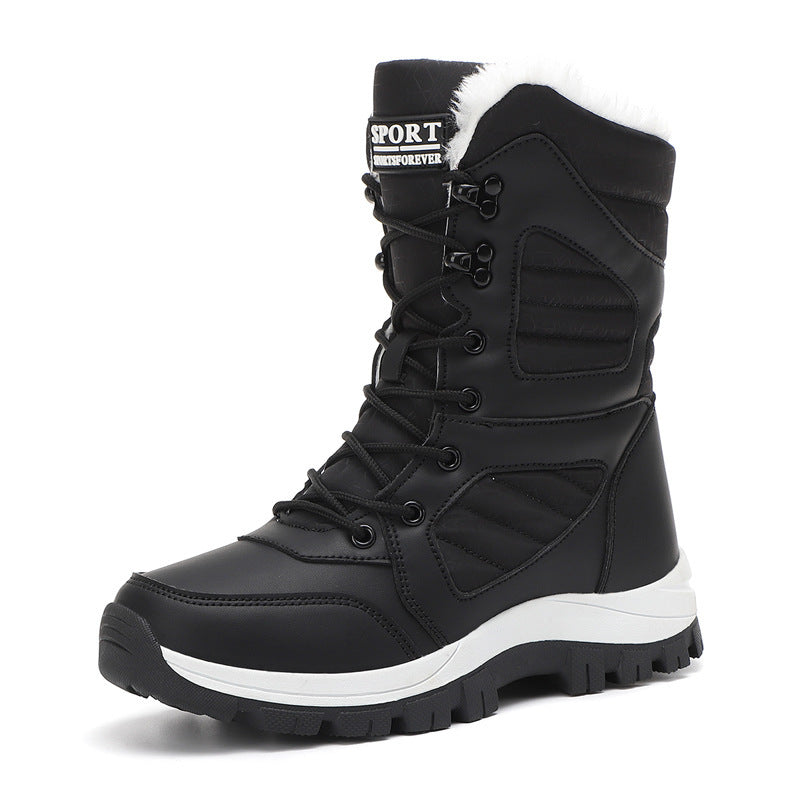 Freya black plush-lined lace-up snow boot