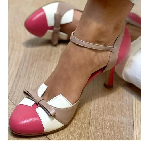 Daisy Two-Tone Bow Slingback Heels