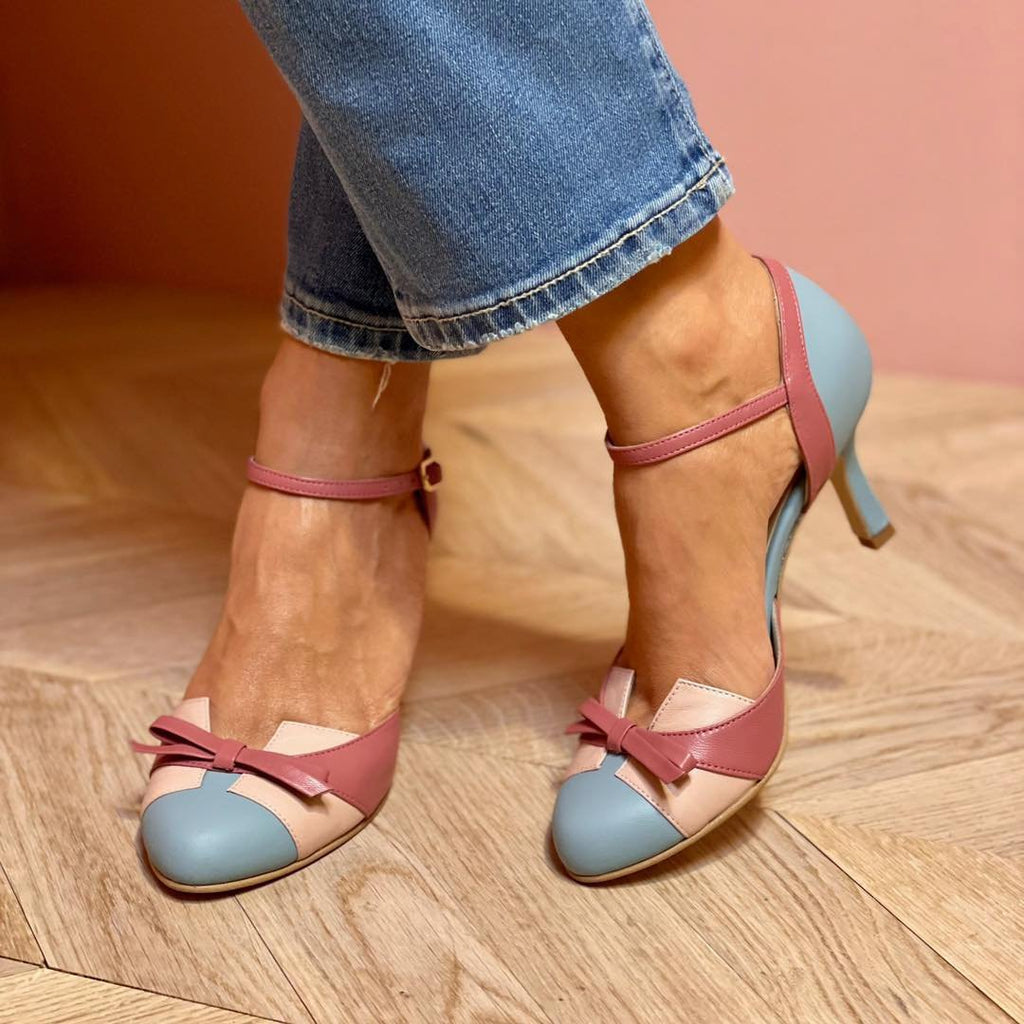 Daisy Two-Tone Bow Slingback Heels