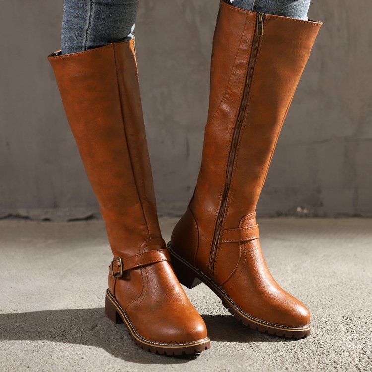 Georgiana Buckle Knee-High Riding Boots