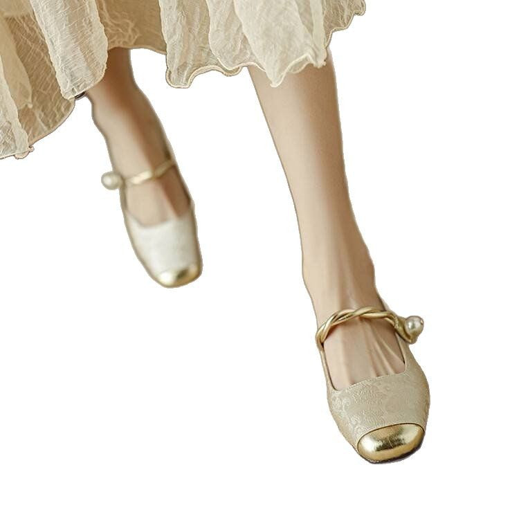 Clementine Pearl Strap Mary Jane Flats