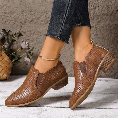 Celeste Woven-Effect Block Heel Slip-On Shoes