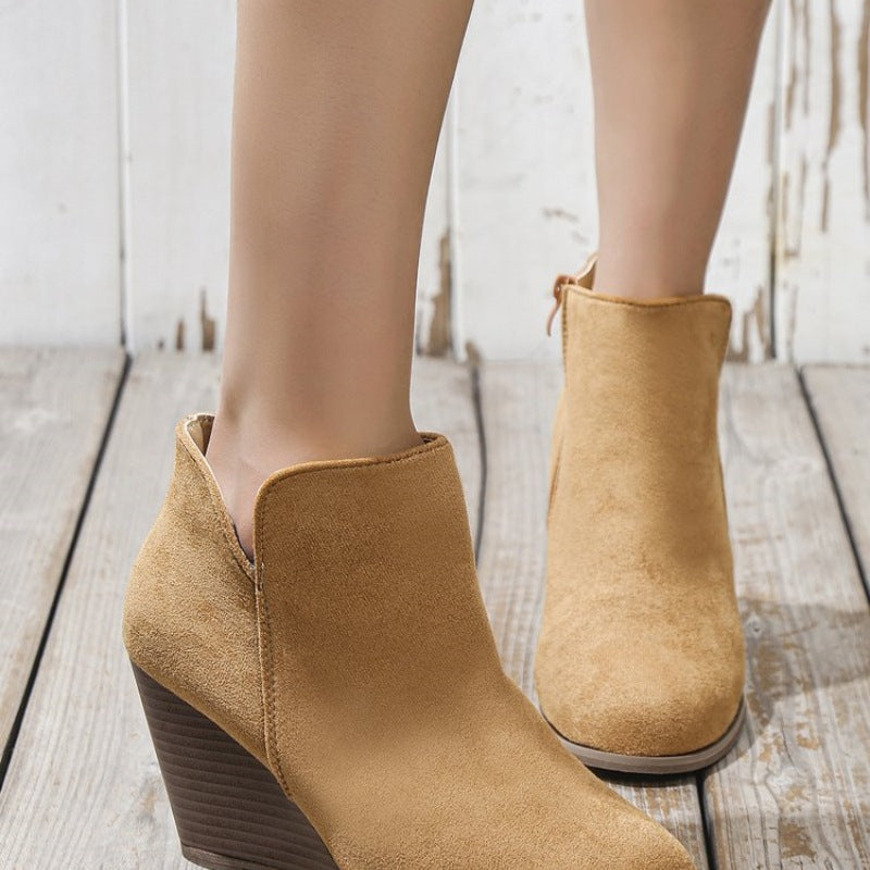 Marlowe Suede-Effect Wedge Ankle Boots