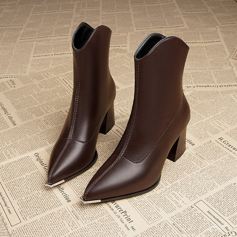 Odette | Pointed Block Heel Ankle Boots