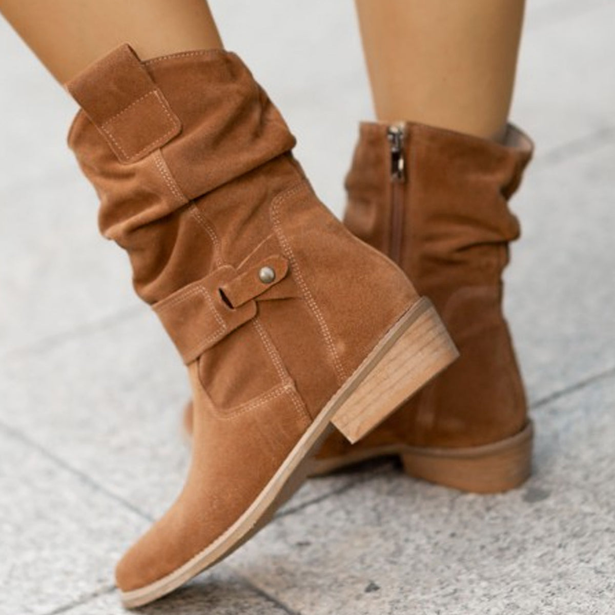 Wren | Slouchy Suede-Effect Ankle Boots