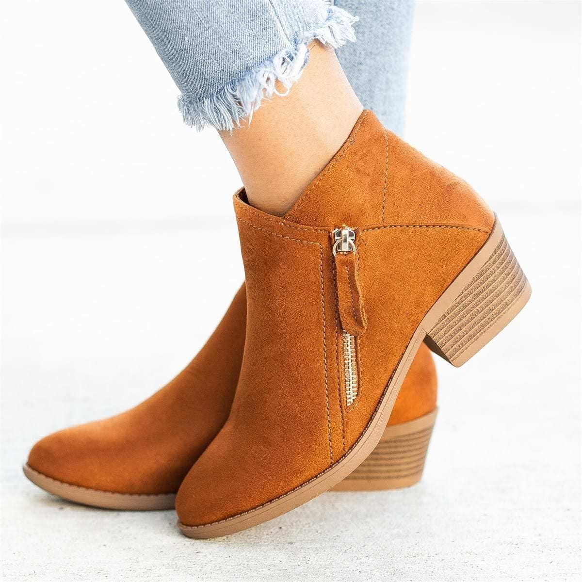 Poppy | Side-Zip Suede-Effect Ankle Boots