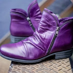 Isolde purple ruched ankle boots