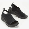 Marina Knit Peep-Toe Sandals – Black