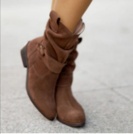 Wren | Slouchy Suede-Effect Ankle Boots