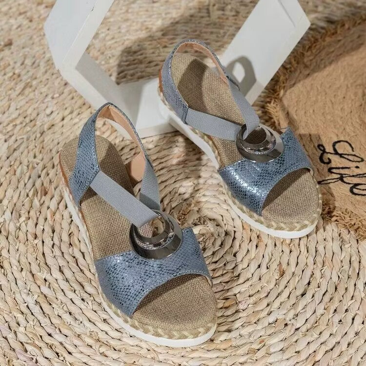Aurora | Metallic Ring Wedge Sandals