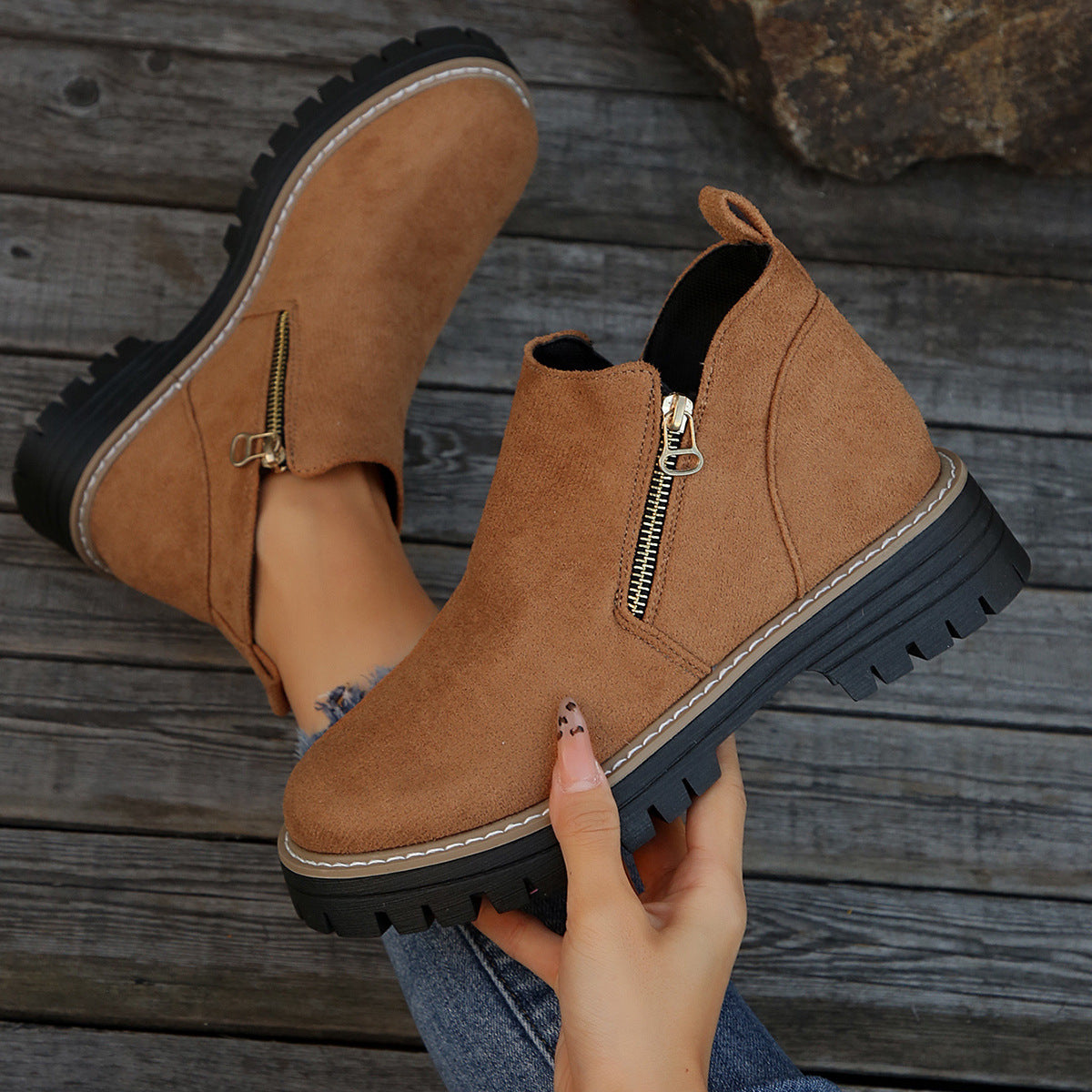 Harper | Side-Zip Lug-Sole Ankle Boots