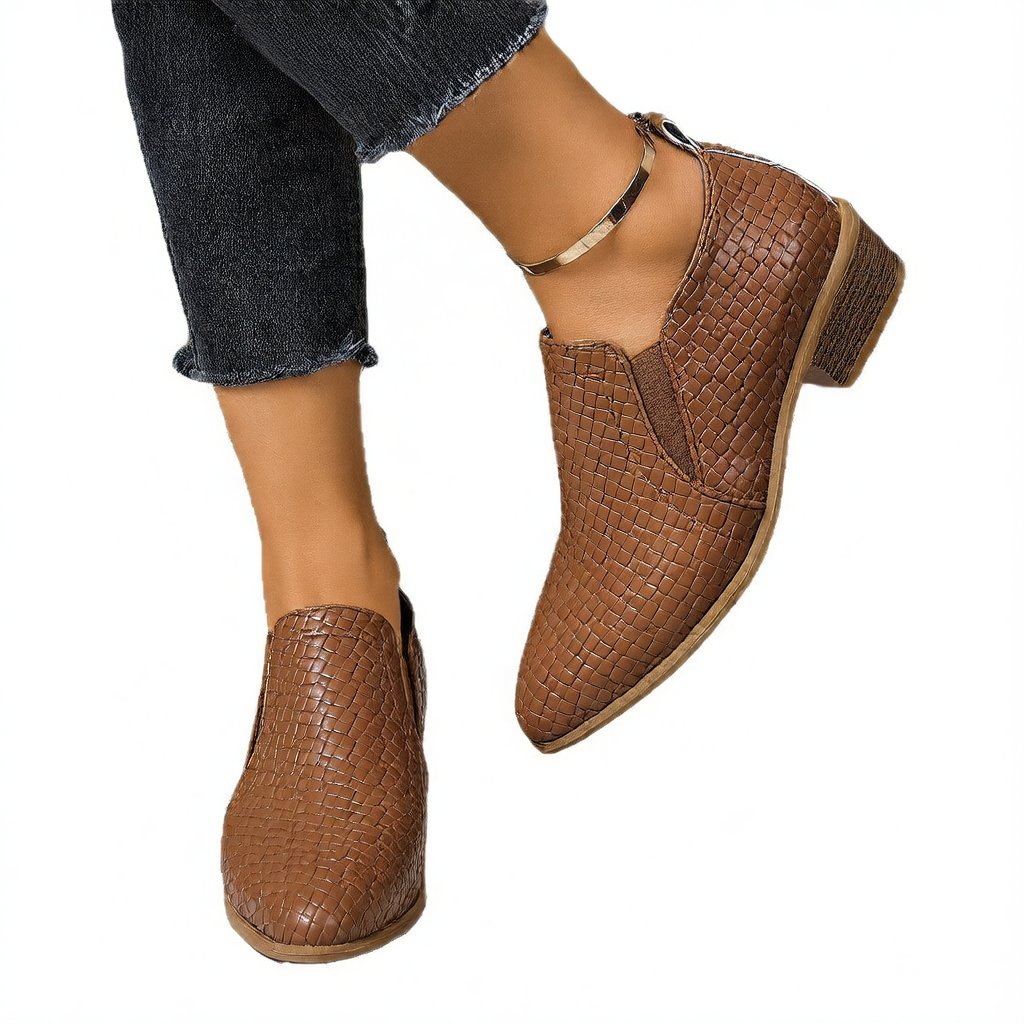 Celeste Woven-Effect Block Heel Slip-On Shoes