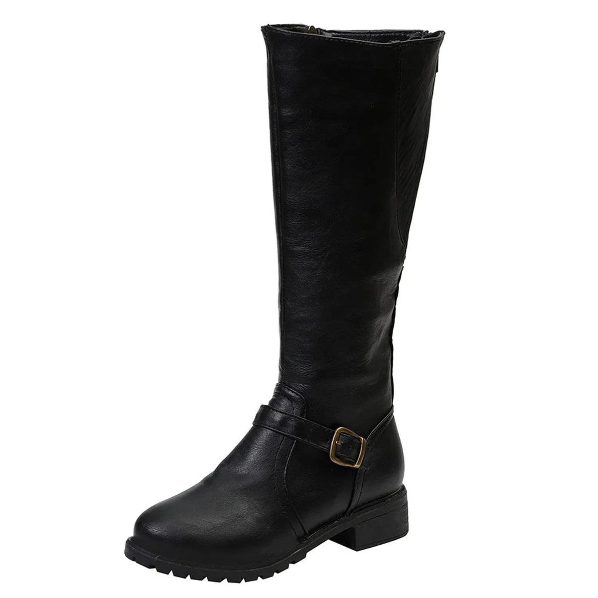 Georgiana knee-high riding boots in black faux leather