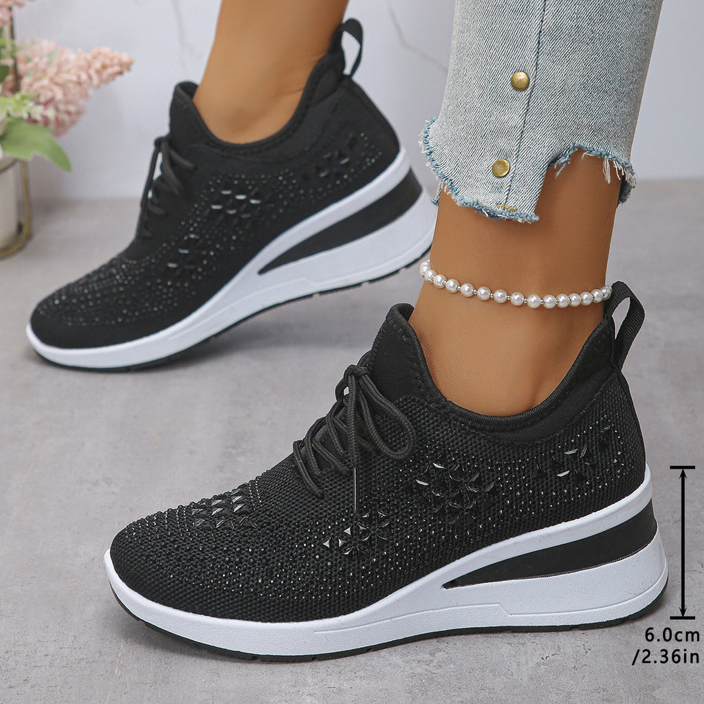 Lumi Rhinestone Knit Wedge Trainers