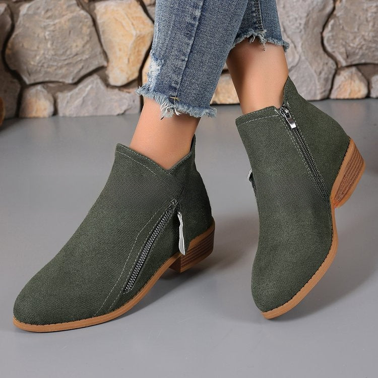 Poppy | Side-Zip Suede-Effect Ankle Boots