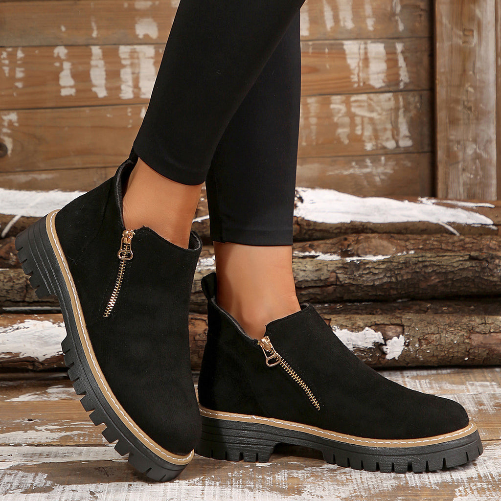 Harper Side-Zip Lug-Sole Ankle Boots