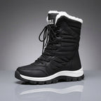 Freya black lace-up snow boot, side profile