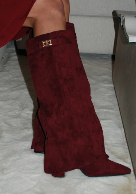 Valentina | Suede-Effect Fold-Over Knee-High Boots