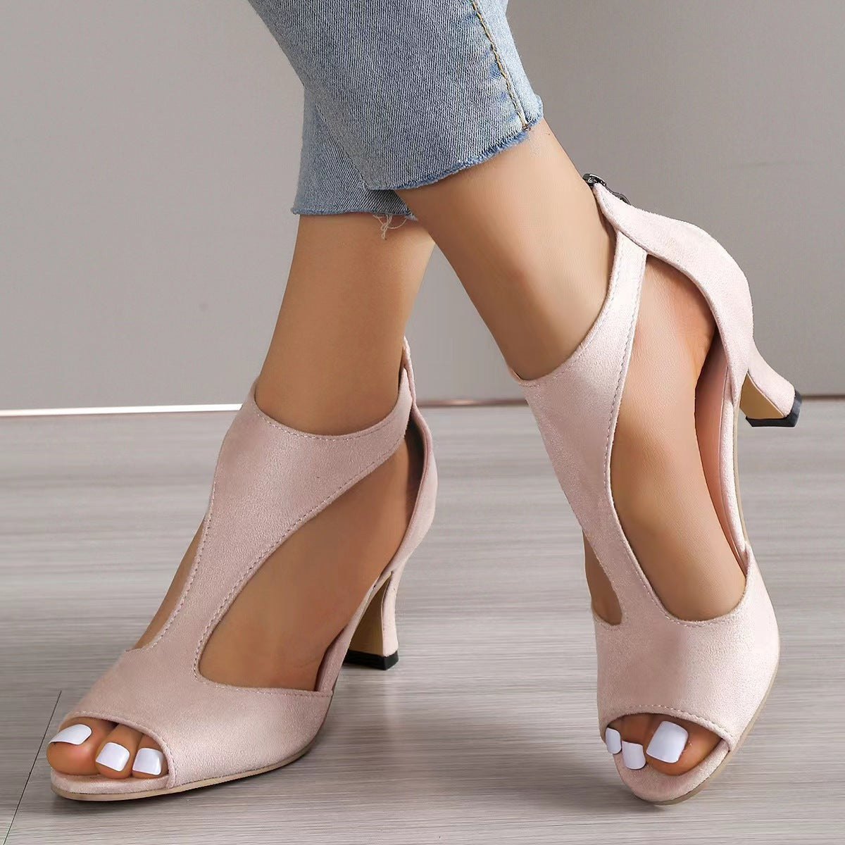 Ottilie T-Bar Peep-Toe Heels