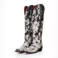 Dallas Cow Print Western Knee-High Boots – Black & White Cow Print