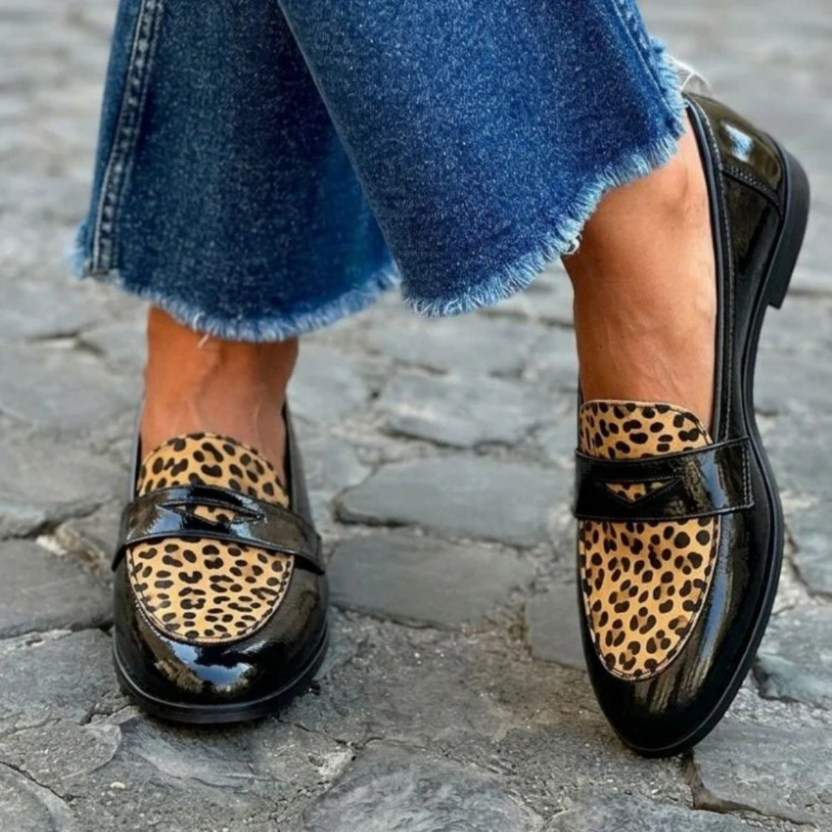 Ines | Colour-Block Patent Loafers