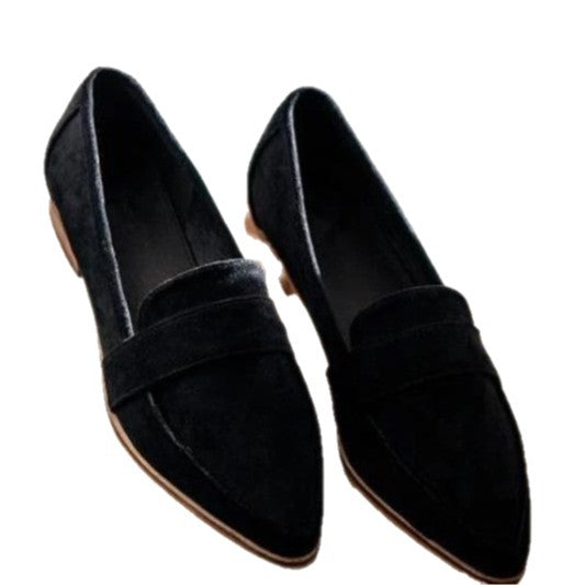 Clara Pointed Suede-Effect Loafers