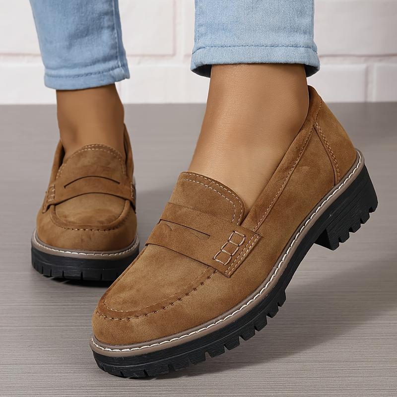 Imogen | Chunky Suede-Effect Penny Loafers