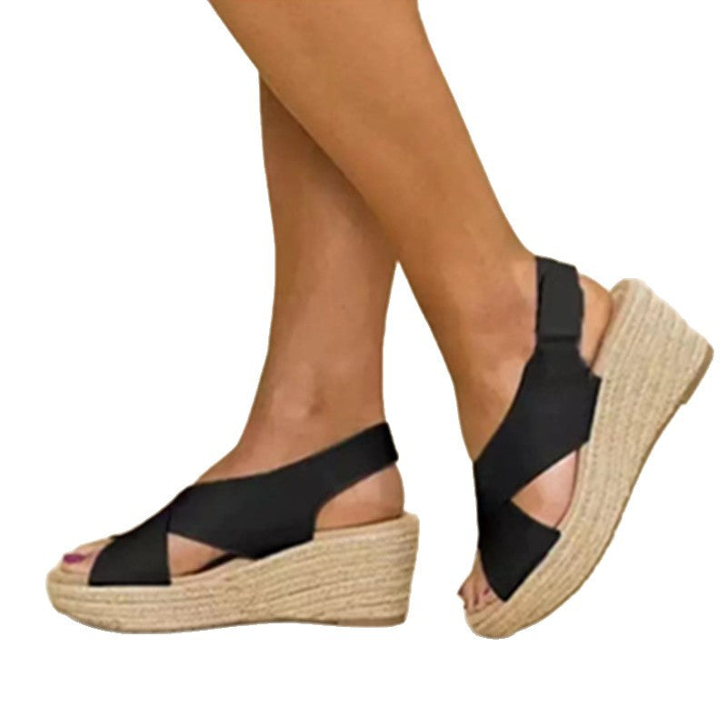 Paloma Cross-Strap Espadrille Wedges