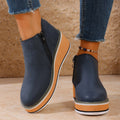 Tove Platform Wedge Ankle Boots – Navy