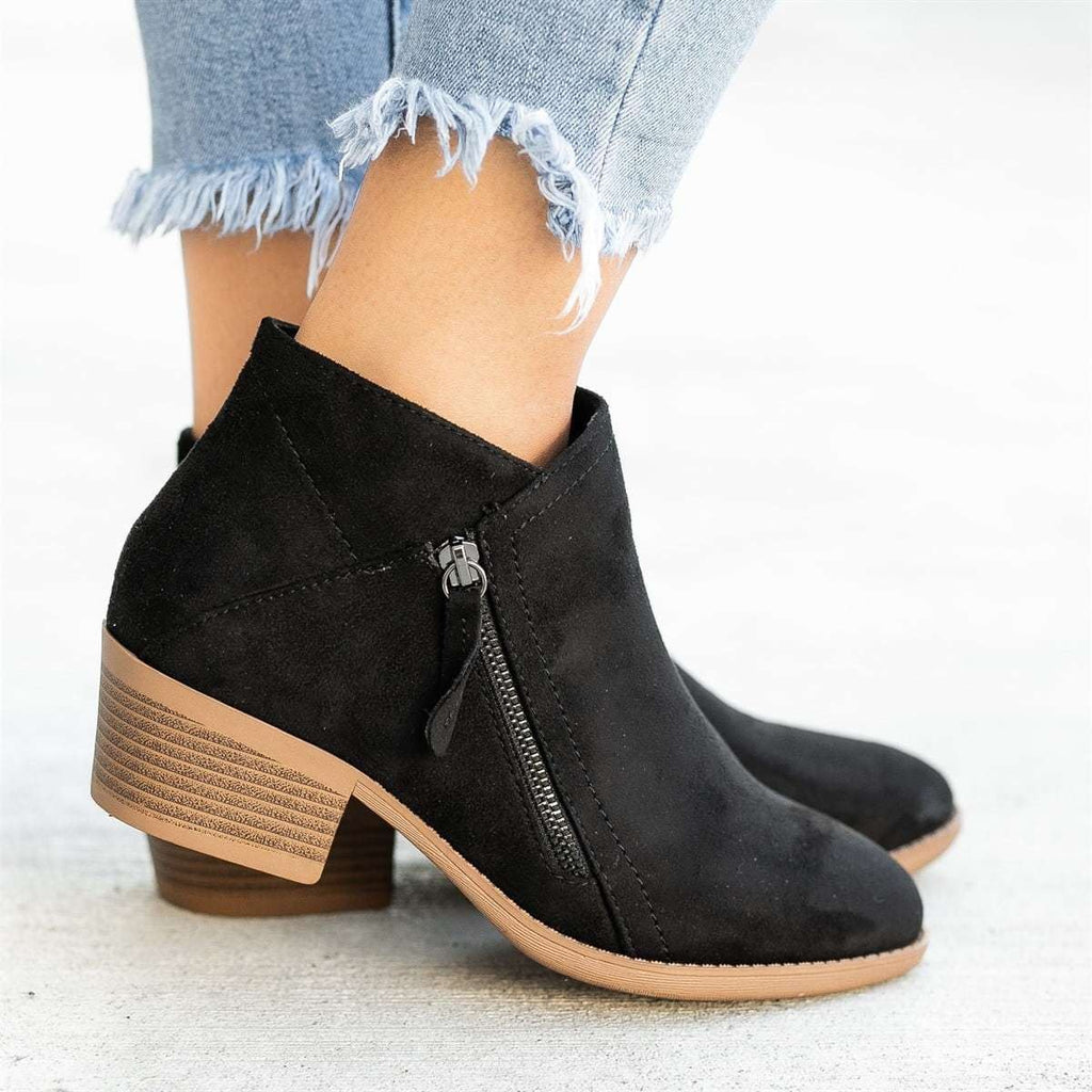 Poppy Side-Zip Suede-Effect Ankle Boots