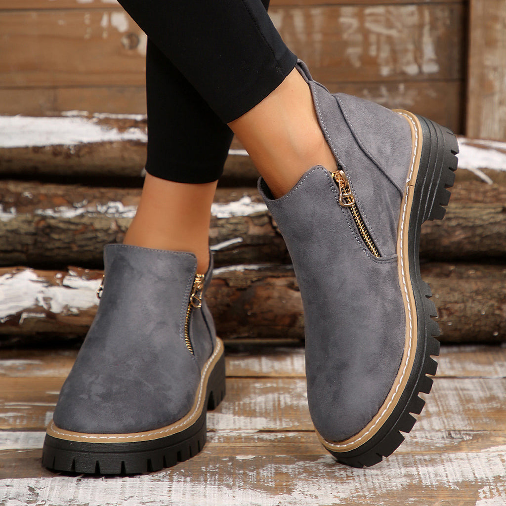 Harper Side-Zip Lug-Sole Ankle Boots